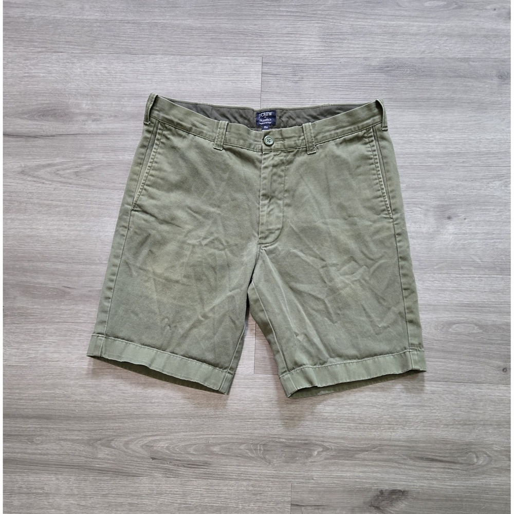 J.Crew Gramercy Shorts Mens 32W Olive Green Cotton Twill Chino Preppy Casual